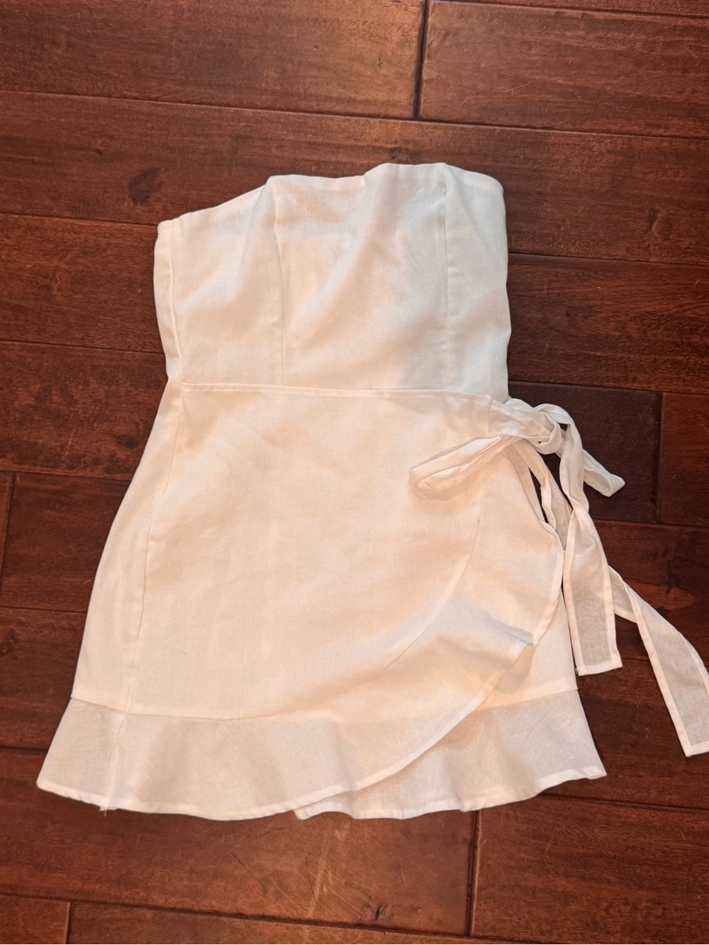 Princess Poly White Strapless Wrap Dress